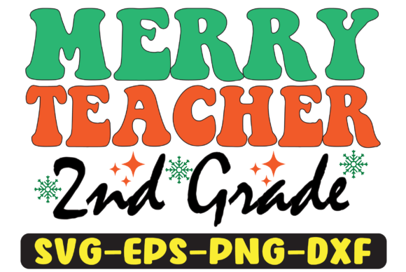 2nd Grade Merry Teacher Png Sublimation for Crafts and Graphics
