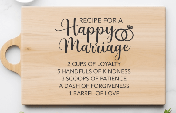 Recipe for a Happy Marriage Cutting Board Graphics